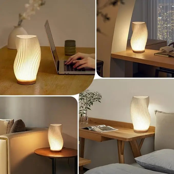 3D Pleated LED Bedside Lamp - 3-Level Dimmable Nordic Table Light