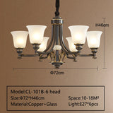 Solid Brass Chandelier with Glass Shades - 3-Color LED Luxury Dining Room Light