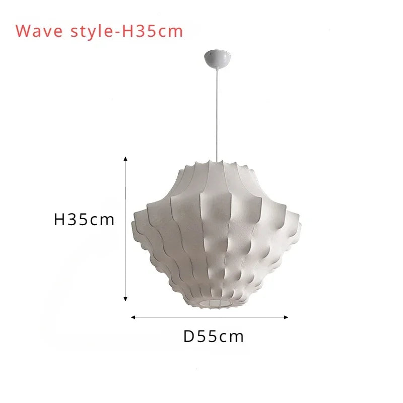Noguchi Isamu Style Rice Paper Pendant Light - Japanese Wabi-Sabi Ball Ceiling Chandelier Lamp Fixture for Bedroom, Living Room & Restaurant