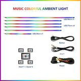 22 In1 Car Acrylic LED Ambient Lamps Universal Colorful Atmosphere Lights Auto Interior Neon Strip App Control 64 RGB  Lighting