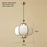 Retro Fabric Lampshade Pendant Light Japan Circular LED for Room Dining Table Apartment Wooden Ball Lighting Fixtures E27
