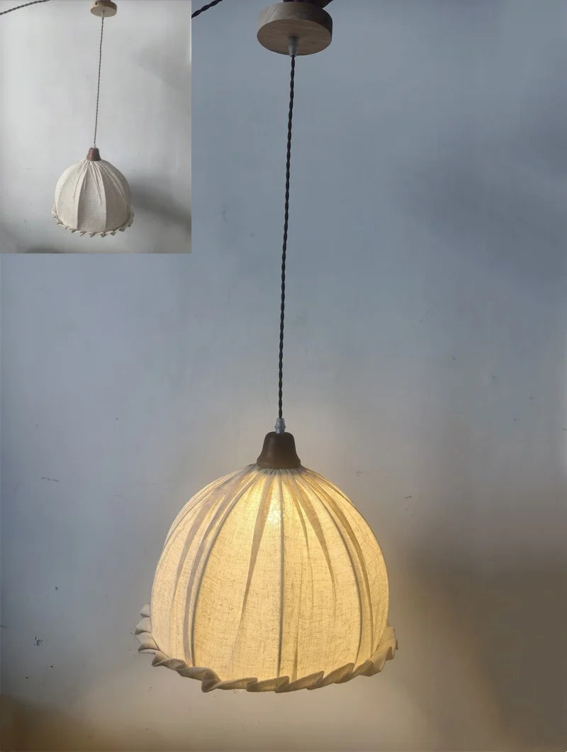 Nordic Retro Shop Pendant Lamp Countryside Simple Japanese Casual Fabric Bedroom Living Room Dining Room Decoration Hanging Lamp