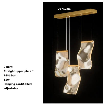 Luxury Hanging Acrylic Chandeliers for Bedroom Living Dining Room Office Hall Iron Paper Hanging Lamps Nordic Branch Chandeliers