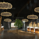 Nordic Art Floating Cloud Chandelier for Hotel Hall Restaurant Office Bar Pendant Lamp Suspended LED Luminaire with Spotlight
