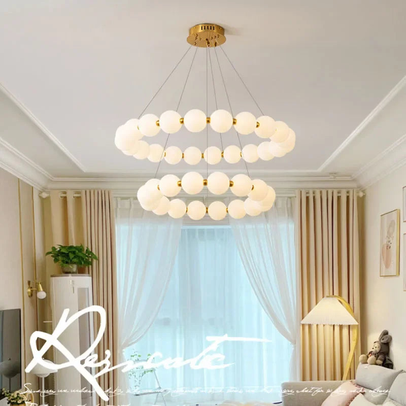 Modern Nordic Classic LED Pendant Lights Pearl Necklace Decoration Indoor Chandelier for Dining Living Room