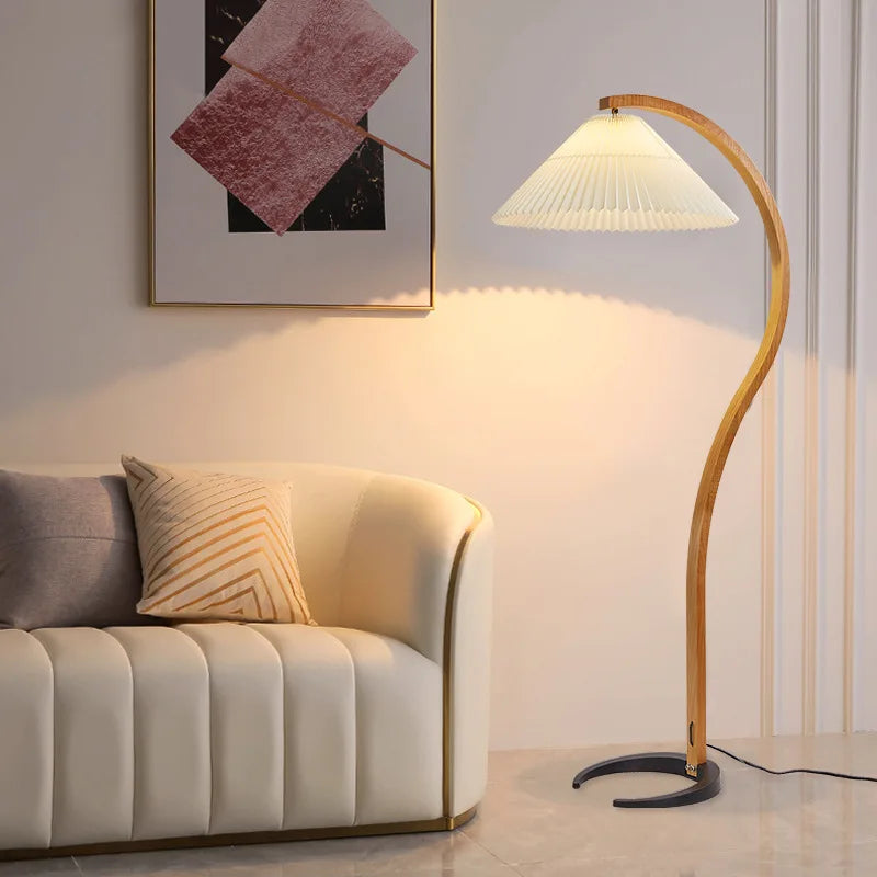Latest Vintage Umbrella Floor Light&pleated lampshade Nordic Minimalist Classic Bedside Standing Corner Lamps pleated floor lamp