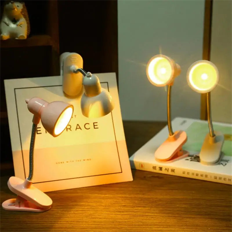 Mini LED Clamp Lamp Battery Powered Bookmarks Portable Light Reading Bedside Table Nightstand Decorative Book Children for Night