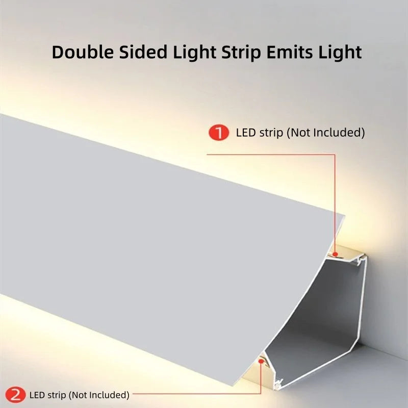 0.5/1M Ceiling Led Aluminum Profile Surface Mount Wall Top Corner Decor Double Eyelid Gypsum Lamp Suspended Glowing Linear Light