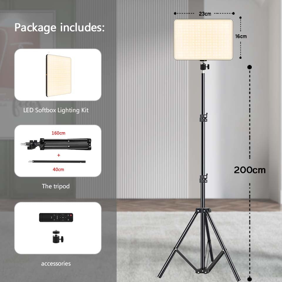 Photo Studio LED 2700k-5700k Video Fill Lamp Light Panel Photography Lighting With Tripod Stand Long Arm EU Plug For Live Stream