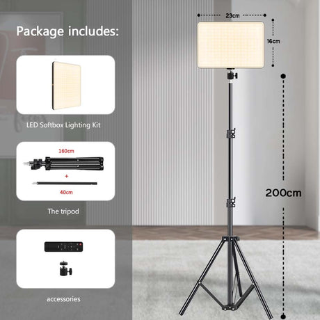 Photo Studio LED 2700k-5700k Video Fill Lamp Light Panel Photography Lighting With Tripod Stand Long Arm EU Plug For Live Stream