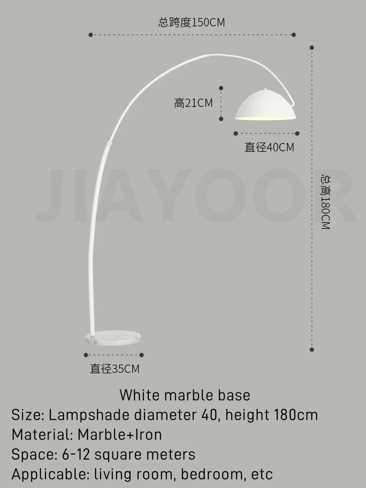 Nordic Light Luxury Fishing Rod LED Floor Lamp - Modern Vertical Arc Standing Light Fixture for Living Room Sofa & Bedroom Bedside