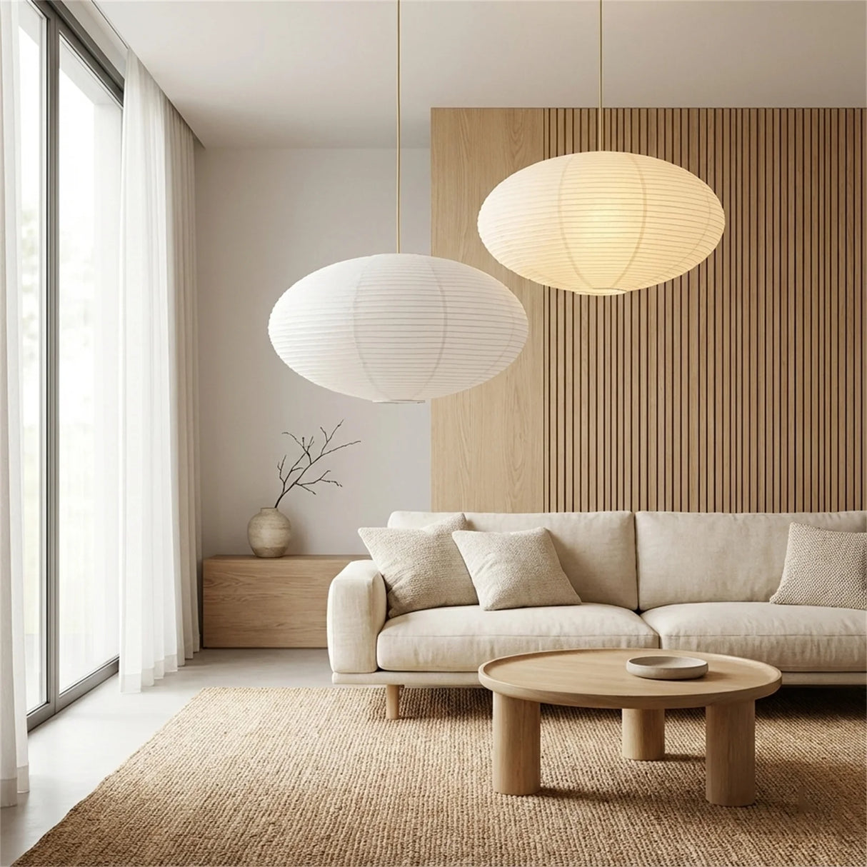 2pcs White Oval Paper Lantern Lampshade Chinese Foldable Ceiling Light Lampshade Hanging Home Decor for Living Room Bedroom