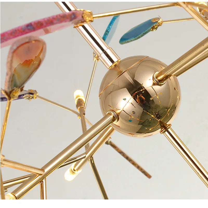 LED Agate Chandelier Modern Firefly Chandelier Living Room Bedroom Flower  Bedroom Kitchen Indoor Tree Branch Pendant Light