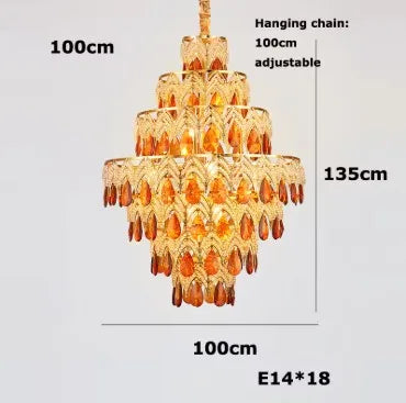 Postmodern K9 Crystal Peacock Chandelier - Luxury Golden LED Ceiling Light