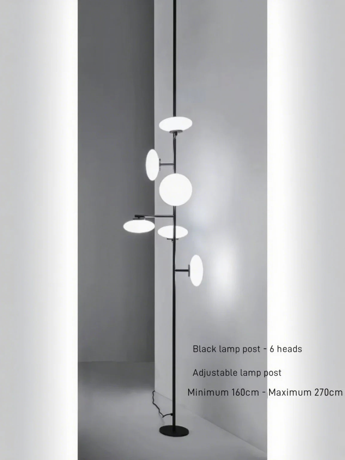 European Creative Minimalist White Glass LED Floor Lamp,Vertical Multi-head Metal Frame Bedside Living Dining Home Decoration