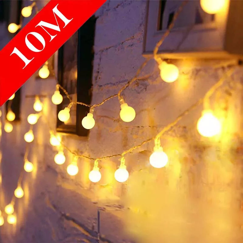 2M 5M 10M LED Fairy String Cherry Balls Lights Battery USB 220V 110V Operated Wedding Christmas Garland Outdoor Room Decoration