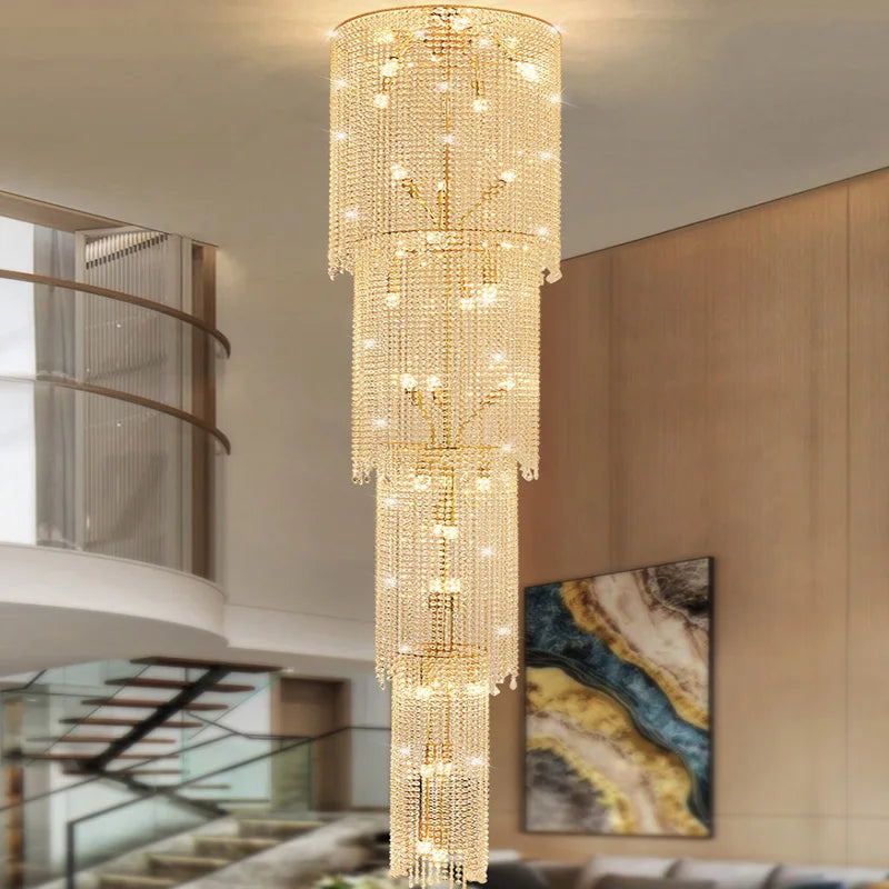 Luxury Crystal Chandeliers Home Villa Living Room Loft Stairs Pendant Lights Ceiling Light Fixture Decorate Lighting Żyrandol