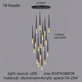 Modern Luxury Chandelier Nordic Ceiling Light Living Room Duplex Attic Long Pendant Light Villa Staircase LED Hanging Lamps