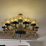 Large Blue Ceramic Chandelier Modern Crystal Glass Fixture Dining Room Contemporary Chandelier For Living Room Home Lighting