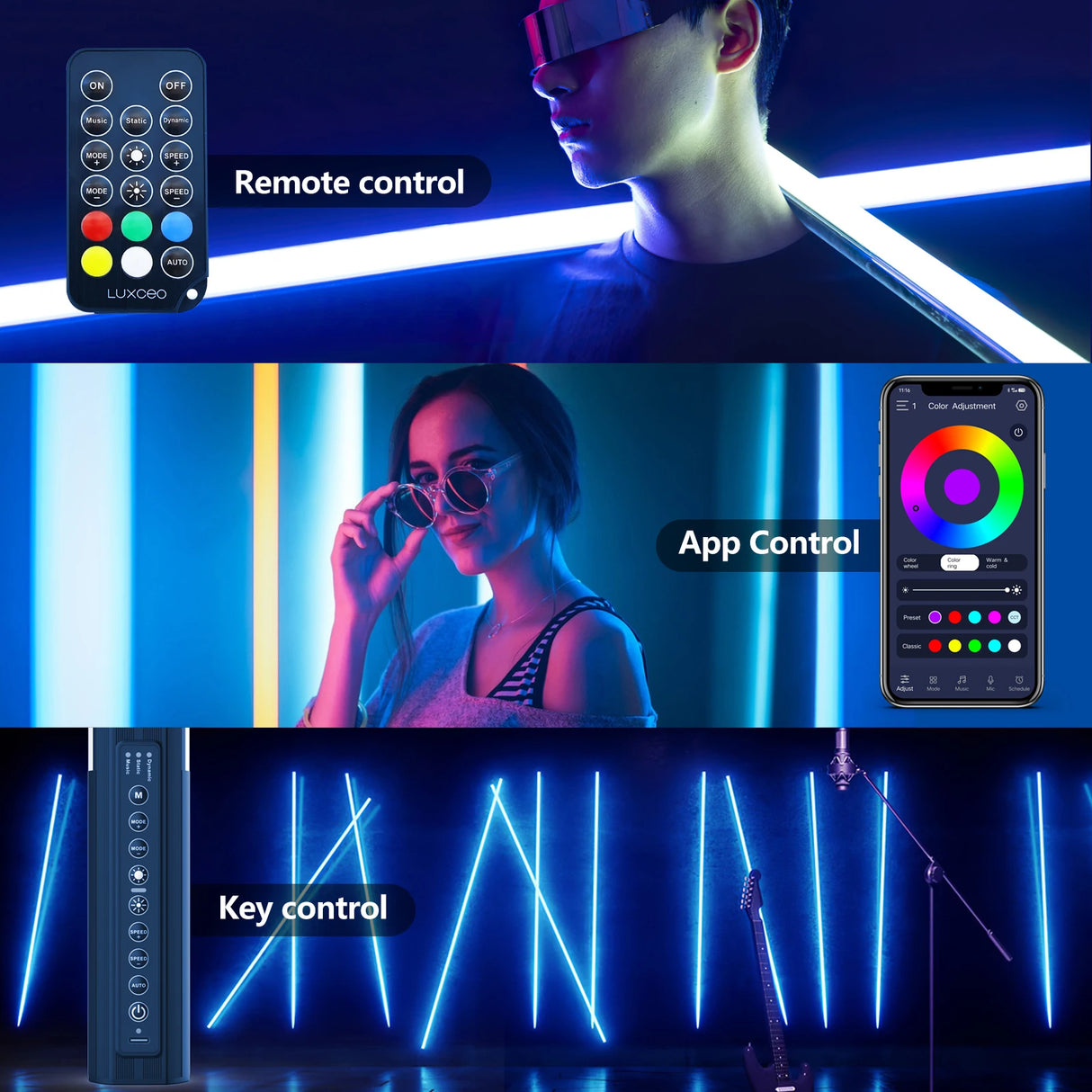 RGB LED Atmosphere Sticks - Music Sync DJ Lights for Clubs & Parties