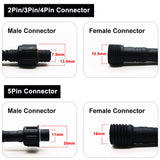 5/10/20/50/100Pairs 2Pin 3Pin 4Pin 5Pin Male To Female Jack LED Connector IP68 Waterproof Black White Cable For LED Strip Light