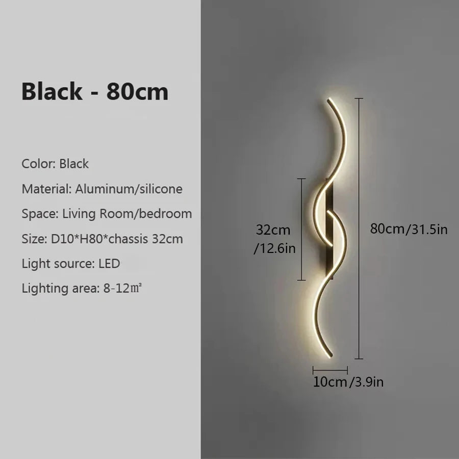 Modern Minimalist LED Long-Strip Wall Light Fixture - Linear Up & Down Wall Sconce Lamp for TV Background, Living Room & Bedroom Bedside