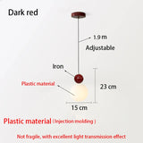 Modern Color Round Ball Long-Line Bedroom Single-Head Pendant Lamp With Glass And Injection-Molded Cover For Dining Room E27