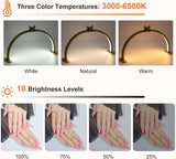 29IN Folding Half-Moon LED Nail Desk Lamp - Shadow-Free Light with Phone Holder