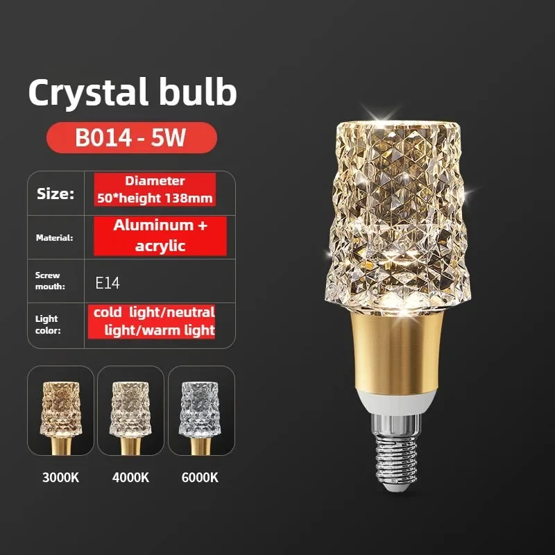 Super Bright LED Crystal Bulb  E27/E14 European Home Light  Dining Room Chandelier warm white cold white 110v 220v 230v 240v