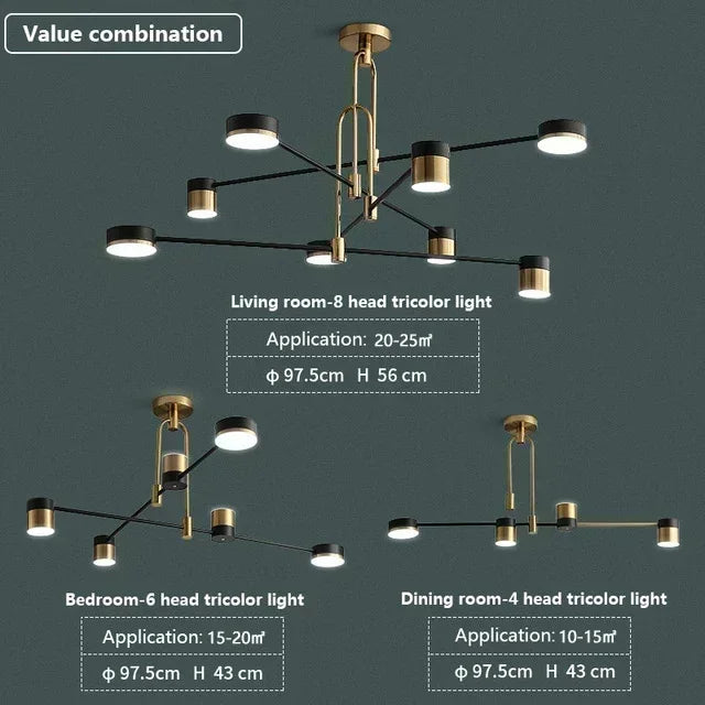 Modern Home Decoration Pendant Light Simple Fashionable Nordic Black Gold Led Lamp Living Room Dining Bedroom Salon Chandeliers