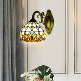 Style Beige Dome Glass Wall Lamp, Victorian Style, For Bedroom, Living Room, Dining Room, Balcony, Loft