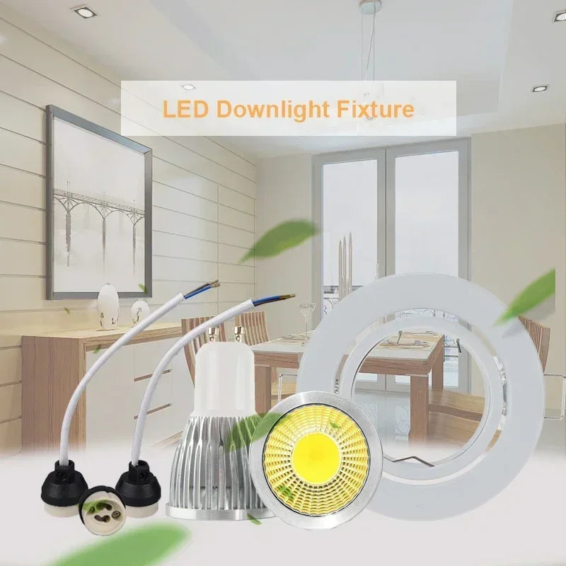 Round Adjustable LED Recessed Frame - Metal Spotlight Fitting for GU10 & MR16