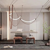 Nordic Modern Hanging Pendant Lamp Lustre Minimalist Line Design Led Light Home Decor Living Room Dining Hotel Salon Chandeliers