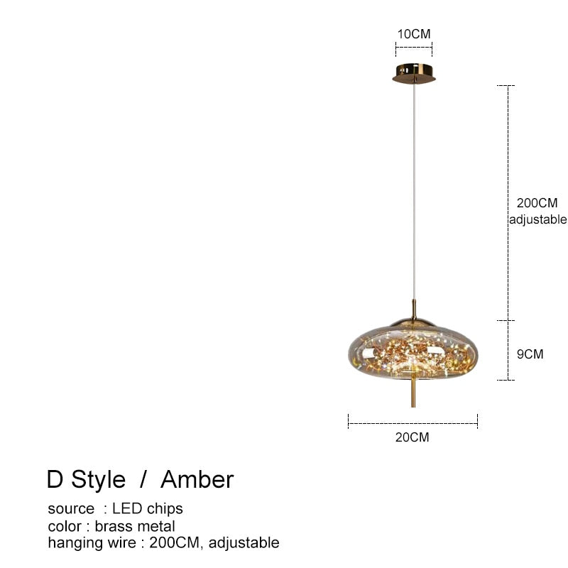 Nordic Glass Ball bedroom chandeliers for Dining Room kitchen fixture pendant lights Restaurant art Decor amber Hanging Lamp