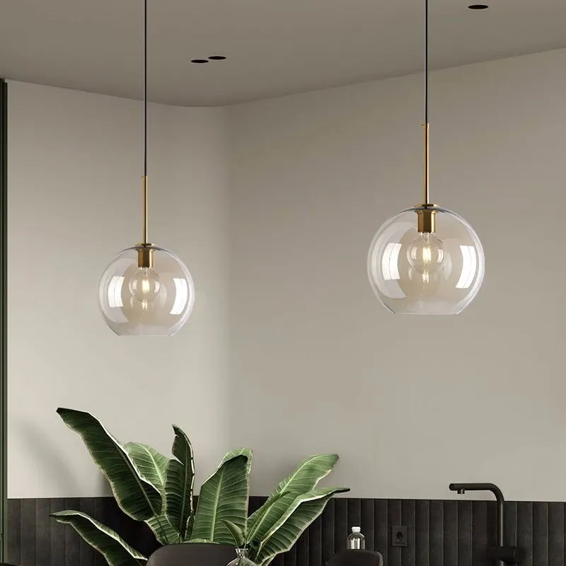 Modern Nordic hanging loft  Glass luster Pendant Light industrial decors Lights Fixtures E27/E26 for Kitchen Restaurant Lamp