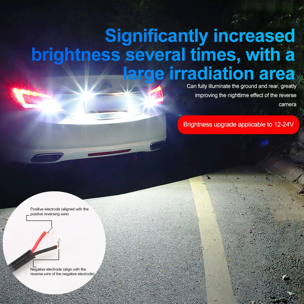 Car Reverse Light High Brightness Reversing Flashing Warning Lamp Auto Parking Tail LED Bulb Light 12-24V for Car Motorcycle