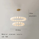 Nordic Modern Minimalist Luxury LED Chandelier Cream Pearl Circle Pendant Light Home Room Decoration for Living Dinning Bar Lamp