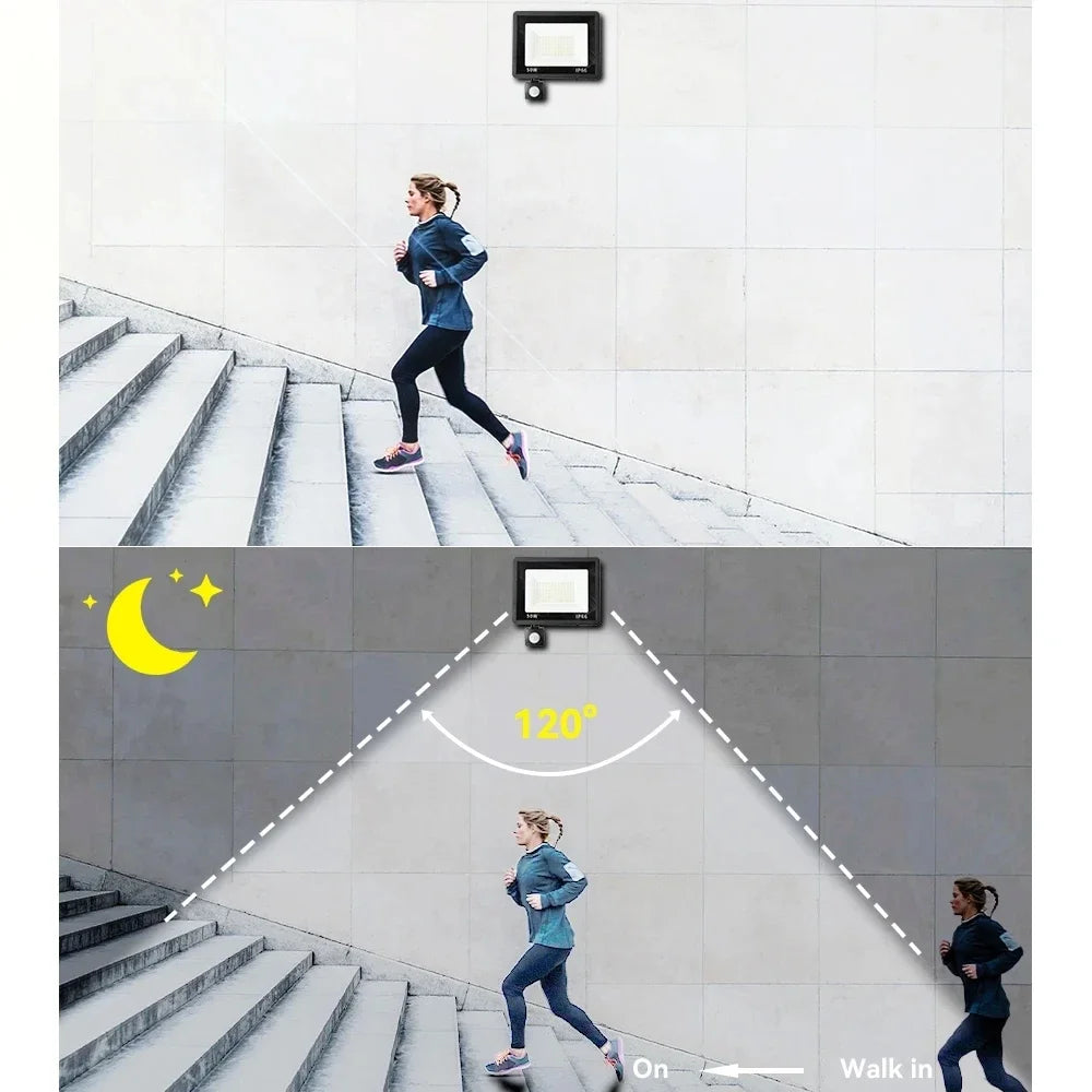 Led Spotlights For Outdoor Led Floodlight Focus With Motion Sensor 100W 50W 30W 20W Wall Light Ip66 Waterproof Led Street Decor