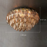 2025 Contemporary Glass Pendant Lamp Round Rectangle Chandelier Silver Black Finish Adjustable Ceiling Light Villa
