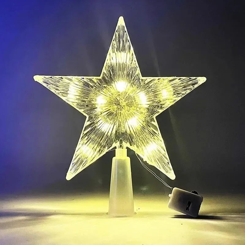 15/20cm Christmas Decoration LED Star Light Christmas Tree Pendant Ornaments for Home Decor Navidad New Year 2025 Gift Accessory