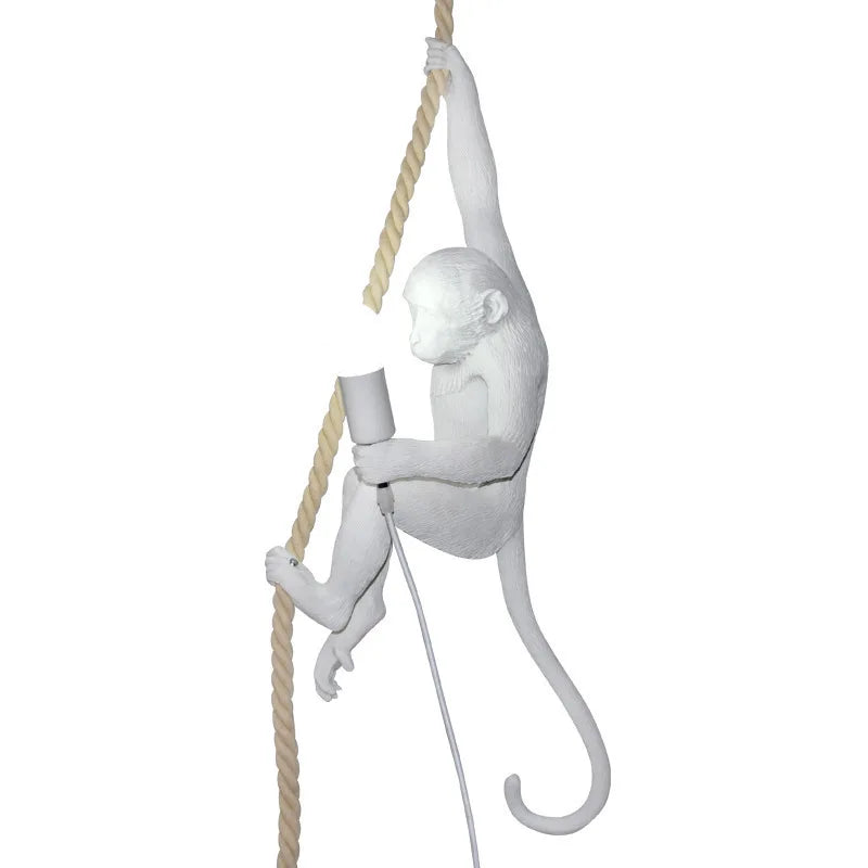 Nordic Resin Monkey Wall Lamp, Creative Animal Rope Light for Kids Room, Restaurant, Bar & Corridor Decoration
