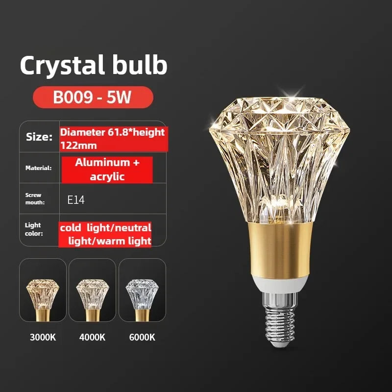 Super Bright LED Crystal Bulb  E27/E14 European Home Light  Dining Room Chandelier warm white cold white 110v 220v 230v 240v