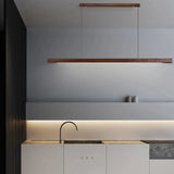 Solid Wood Long LED Pendant Light Modern Minimalist Dining Room Bedroom Living Room Front Desk Decorative Lighting Fixtures