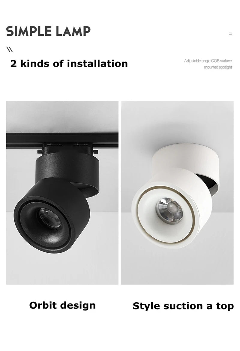 350° rotation 90° up and down folding adjustable light mounting and track spotlights suitable for home merchants 10W,12W,15W,18W