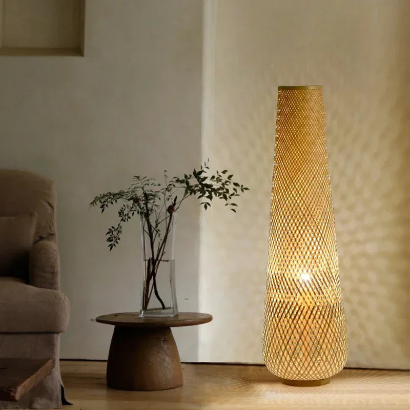 Japanese Style Floor Lamp Tea Room Zen Bamboo Creative Vertical Light Nordic Living Room Bedroom Ins Style Sofa Side Art Lights