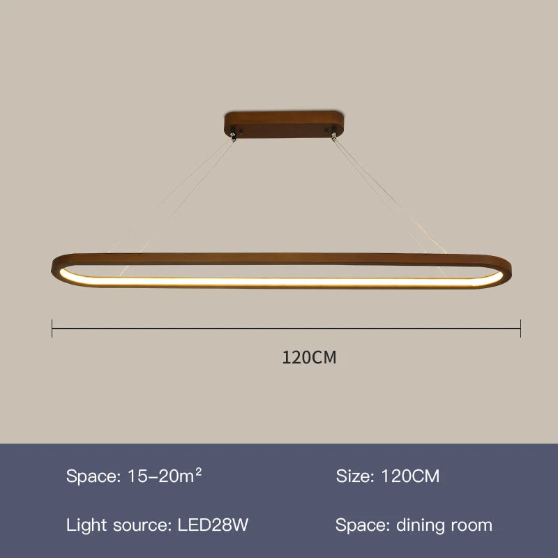 Wood/LED Pendant Lamp For Dining Room Minimal Home Decor Long Table Ring Kitchen Modern Hanging Chandelier Indoor Light Fixture