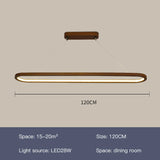 Wood/LED Pendant Lamp For Dining Room Minimal Home Decor Long Table Ring Kitchen Modern Hanging Chandelier Indoor Light Fixture