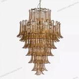 Modern Silver Branch Chandelier, Murano Horseshoe Glass Shade Lustre, Dimmable Pendant Lamp for Dining Room, Decor for Ceilings