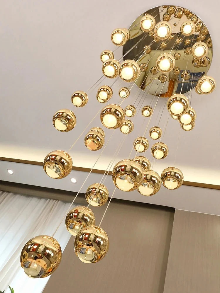 Villa Pendant Lights Staircase Long Hanging Lamps Ball Chandeliers Restaurant Bar Indoor Decorative High-Level Ceiling Lighting