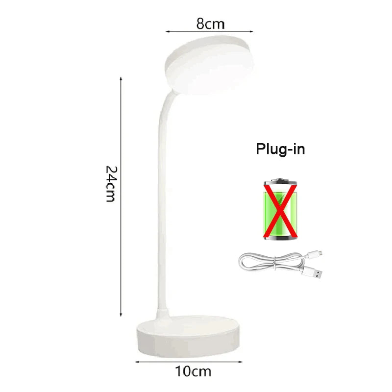 Rechargeable Table Lamp USB Plug Desk Lamp Reading Book Night Light LED 3 Modes Dimming Eye Protection Light Bedside Led Lamps